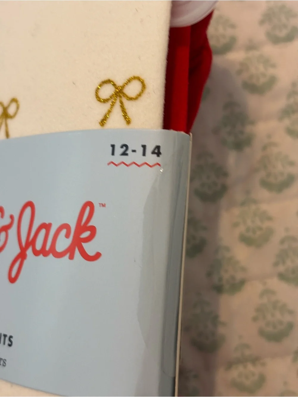 Cat & Jack Cream Tights with Gold Bow Detail
